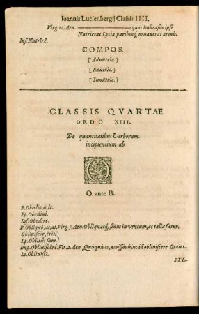 Classis Quartae Ordo XIII. ... O