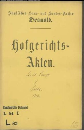 Lemgo, Stadt gegen Joh. Ernst Sobbe, Goldschmied zu Detmold - Rückständige Kontribution und Zinsen