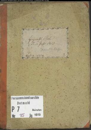 Zivilstandsregister von Stadtlohn (H 1813, Band 1). (Gemeinde: Stadtlohn, Kreis Ahaus)