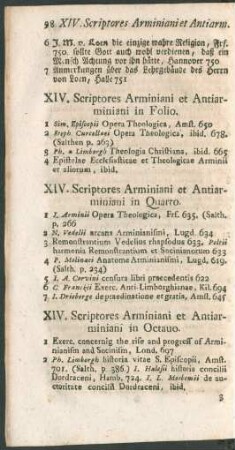 XIV. Scriptores Arminiani et Antiarminiani
