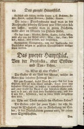 Das zweyte Hauptstück. Von der Prosodia, oder Sylben- und Ton-Lehre.