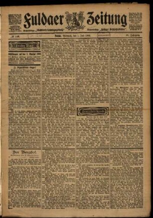 Erste Ausgabe vom Mittwoch, den 01. Juli 1903.
