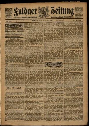 Erste Ausgabe vom Mittwoch, den 01. Juli 1903.