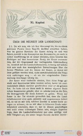 Kapitel XI. Über die Neuheit der Landschaft
