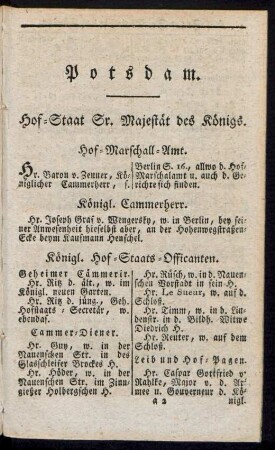 Hof-Staat Sr. Majestät des Königs