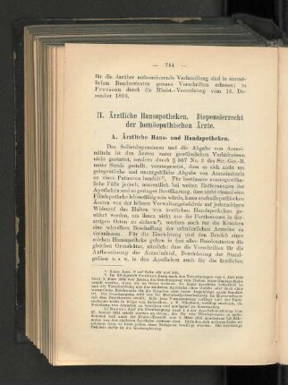 II. Ärztliche Hausapotheken. Dispensierrecht der homöopathischen Ärzte.