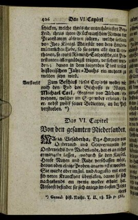Das VI. Capitel. Von den gesamten Niederlanden.