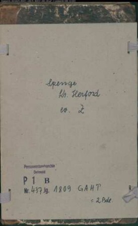 Zivilstandsregister der evangelischen Gemeinde Spenge, Kreis Herford (GAHT 1809) (Gemeinde: Evangelische Gemeinde Spenge)