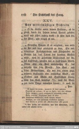XXV. Von mittelmäßigen Dichtern