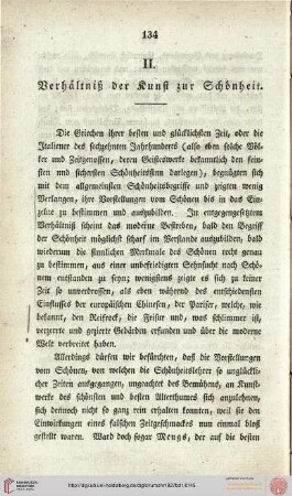 II. Verhältnis der Kunst zur Schönheit