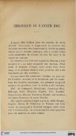 Chronique de l'annèe 1905