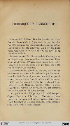 Chronique de l'annèe 1905