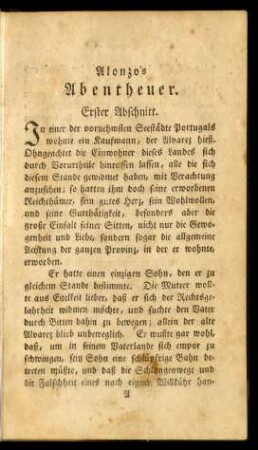 Alonzo's Abentheuer. [Erster Theil.] Erster Abschnitt - Vierzehnter Abschnitt.