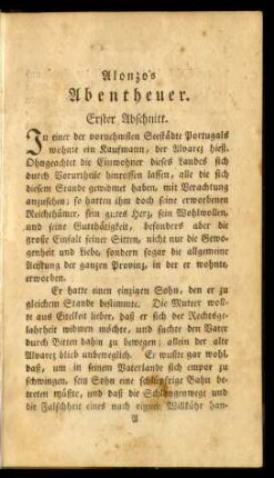 Alonzo's Abentheuer. [Erster Theil.] Erster Abschnitt - Vierzehnter Abschnitt.