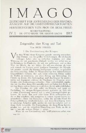 4: Zeitgemäßes über Krieg und Tod