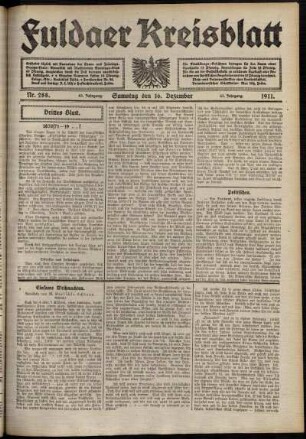 Dritte Ausgabe vom Samstag, den 16. Dezember 1911.