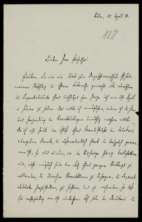 Nr. 8: Brief von Konstantin Höhlbaum an Ferdinand Frensdorff, Köln, 20.4.1883