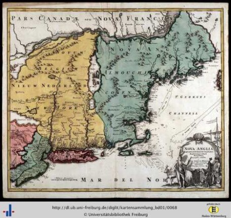 Nova Anglia septentrionali Americae implantata Anglorumque coloniis florentissima