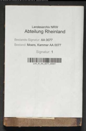 Repertorium vom Fürstentum Moers (Kammersachen)