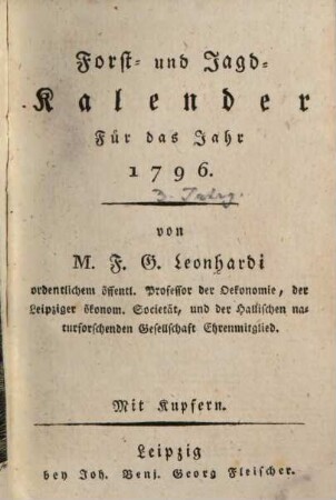 Forst- und Jagd-Kalender : für d. Jahr .... 3, 3. 1796