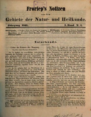 Froriep's Notizen aus dem Gebiete der Natur- und Heilkunde. 1861,1