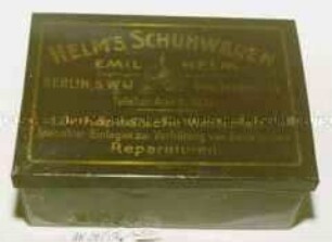 Blechdose für ? "HELM'S SCHUHWAREN EMIL HELM Orthopädische Werkstatt"