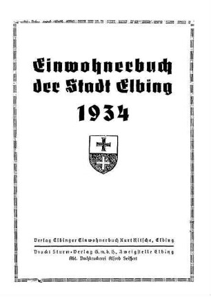 Einwohnerbuch der Stadt Elbing