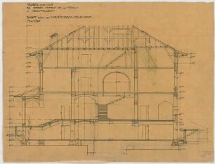 Thiersch, Friedrich von; München, Romanstr. 13; Villa von Hösslin - Haupteingang Diele - Salon (Schnitt)