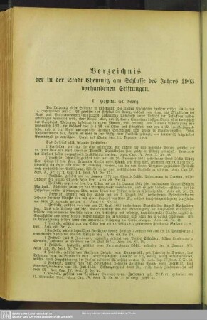 Verzeichnis der in der Stadt Chemnitz am Schlusse des Jahres 1902 vorhandenen Stiftungen