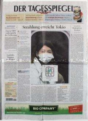 Tageszeitung "Der Tagesspiegel" u.a. zum Reaktorunglück in Fukushima und zur Diskussion um die Energiepolitik in Deutschland