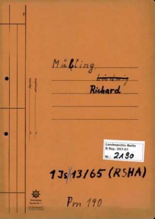 Personenheft Ludwig Mühling (*03.04.1887)