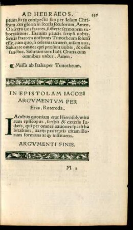 In Epistolam Iacobi Argumentum Per Eras. Roteroda.