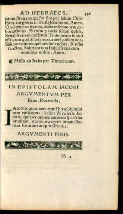 In Epistolam Iacobi Argumentum Per Eras. Roteroda.