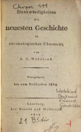 Denkwürdigkeiten der neuesten Geschichte