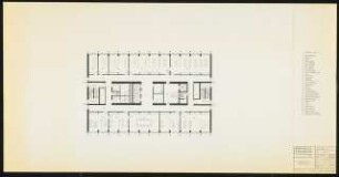 Hochschulbibliothek, Karlsruhe Neubau: 5. OG, Verwaltung Grundriss mit Legende und Möblierung, 1:100