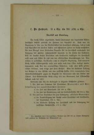 C. Die Kaiserzeit. 31 v. Chr. bis 395 (476) n. Chr.