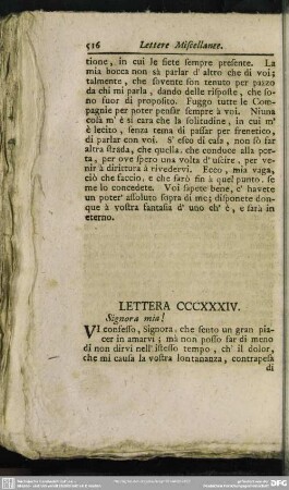 Lettera CCCXXXIV. Signora mia!