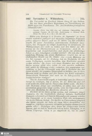 745. 1661, November 4. Wittenberg