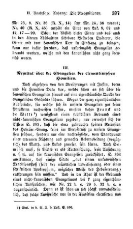 III. Resultat über die Evangelien der elementinischen Homilien.