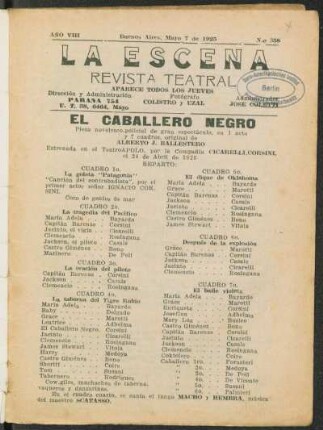 El caballero negro : pieza novelesco-policial de gran espectáculo, en 1 acto y 7 cuadros