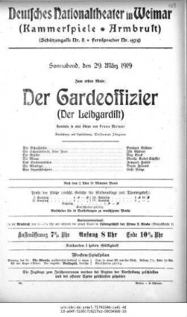 Der Gardeoffizier (Der Leibgardist)