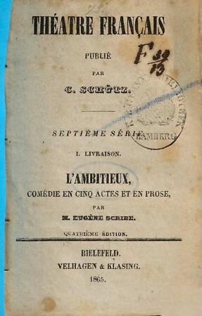 L' ambitieux : comédie en cinq actes et en prose