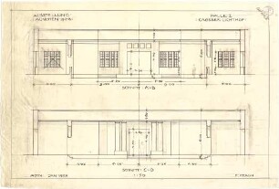 Pfann, Paul; München - Theresienhöhe; Ausstellung München 1908 - Halle I., Großer Lichthof (Schnitte)