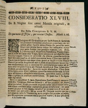 377-386, CONSIDERATIO XLVIII. De B. Virgine fine omni Macula originali, & actuali.