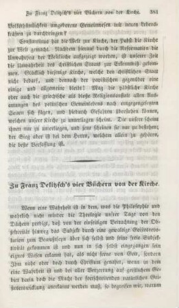 381-401 Zu Franz Delitzsch's vier Büchern von der Kirche