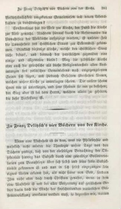 381-401 Zu Franz Delitzsch's vier Büchern von der Kirche