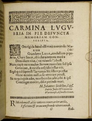Carmina lugubria ...