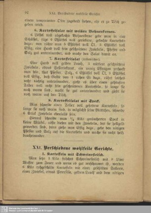XXI. Verschiedene wohlfeile Gerichte