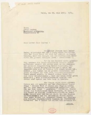 Brief an Erwin Lendvai : 25.07.1929