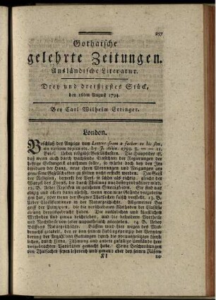 Drey und dreißigstes Stück, den 16ten August 1794.